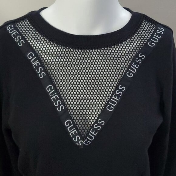 New Guess Vintage Y2K V Mesh Logo Pullover - Picture 2 of 7